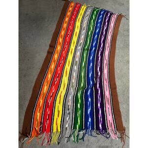 Rainbow, Striped, Afghan Throw, 78x37 Blanket, Shawl, Cozy Decor ~ 250827-WH 893